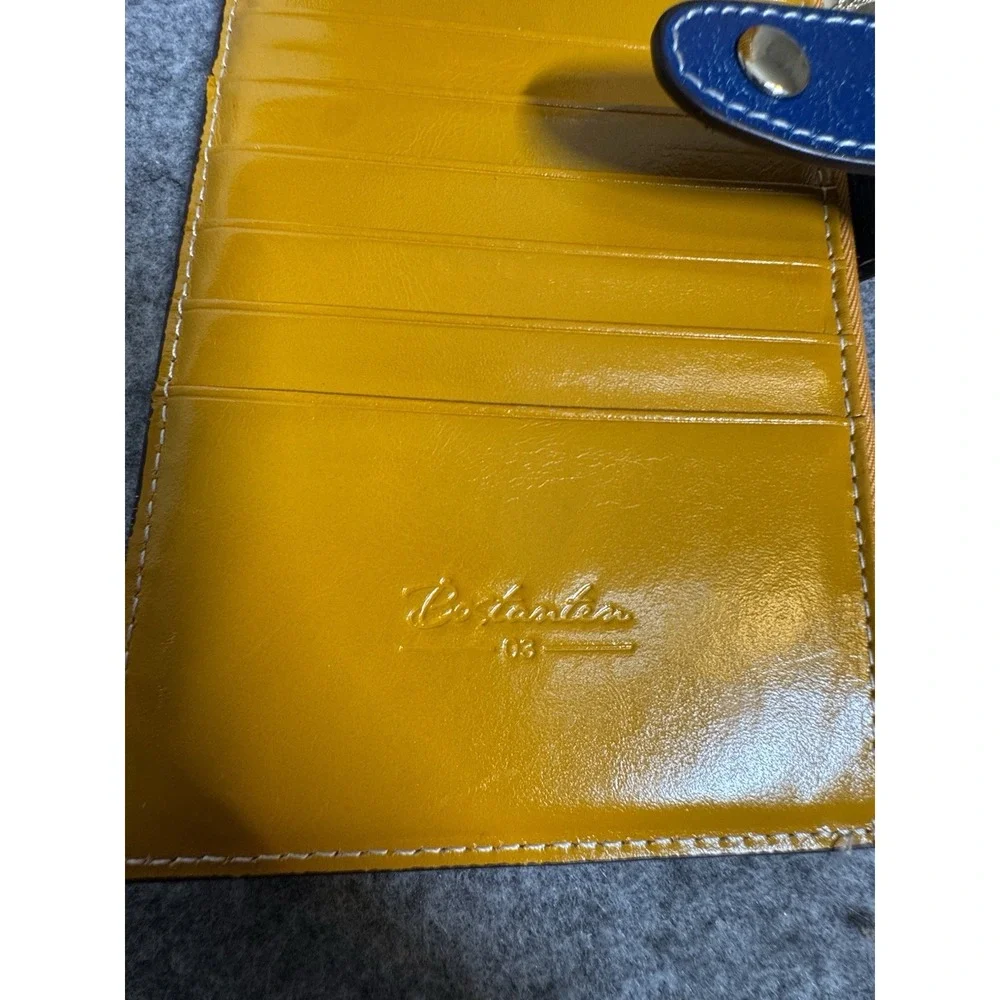 Bostanten Yellow And Blue Smooth Leather Wallet 12 Cards, 2 Zips,‎ Bill Pocket